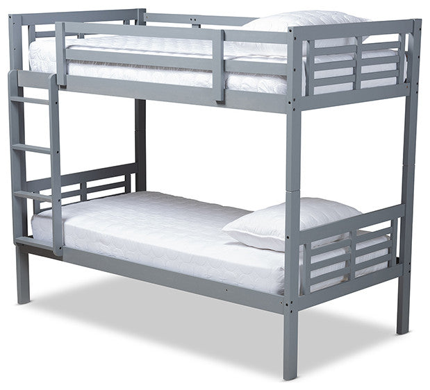 Baxton Studio Liam Modern and Contemporary Grayed Wood Twin Size Bunk Bed