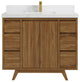 Madison Teak 42 Single Sink Bath Vanity in Dark Natural 2" Empira Quartz