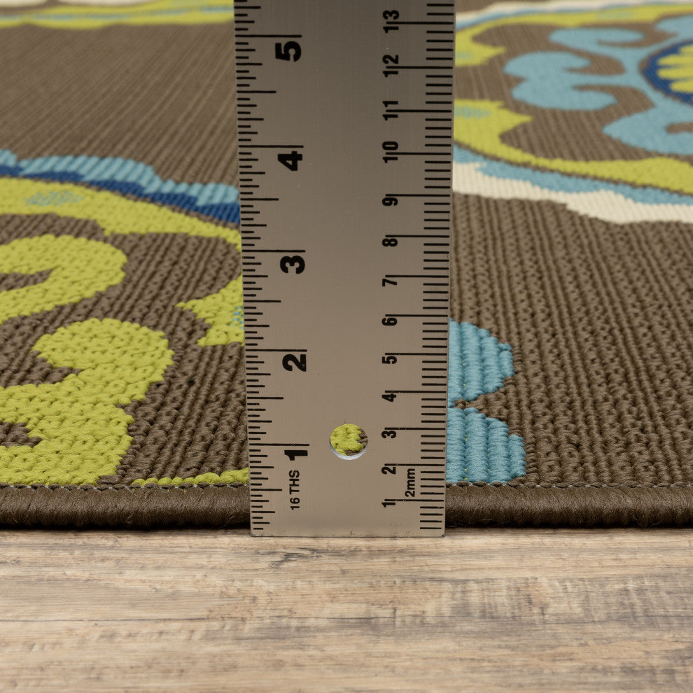 Oriental Weavers Caspian Brown/Green Medallion Indoor/Outdoor Rug 8'6"X13'