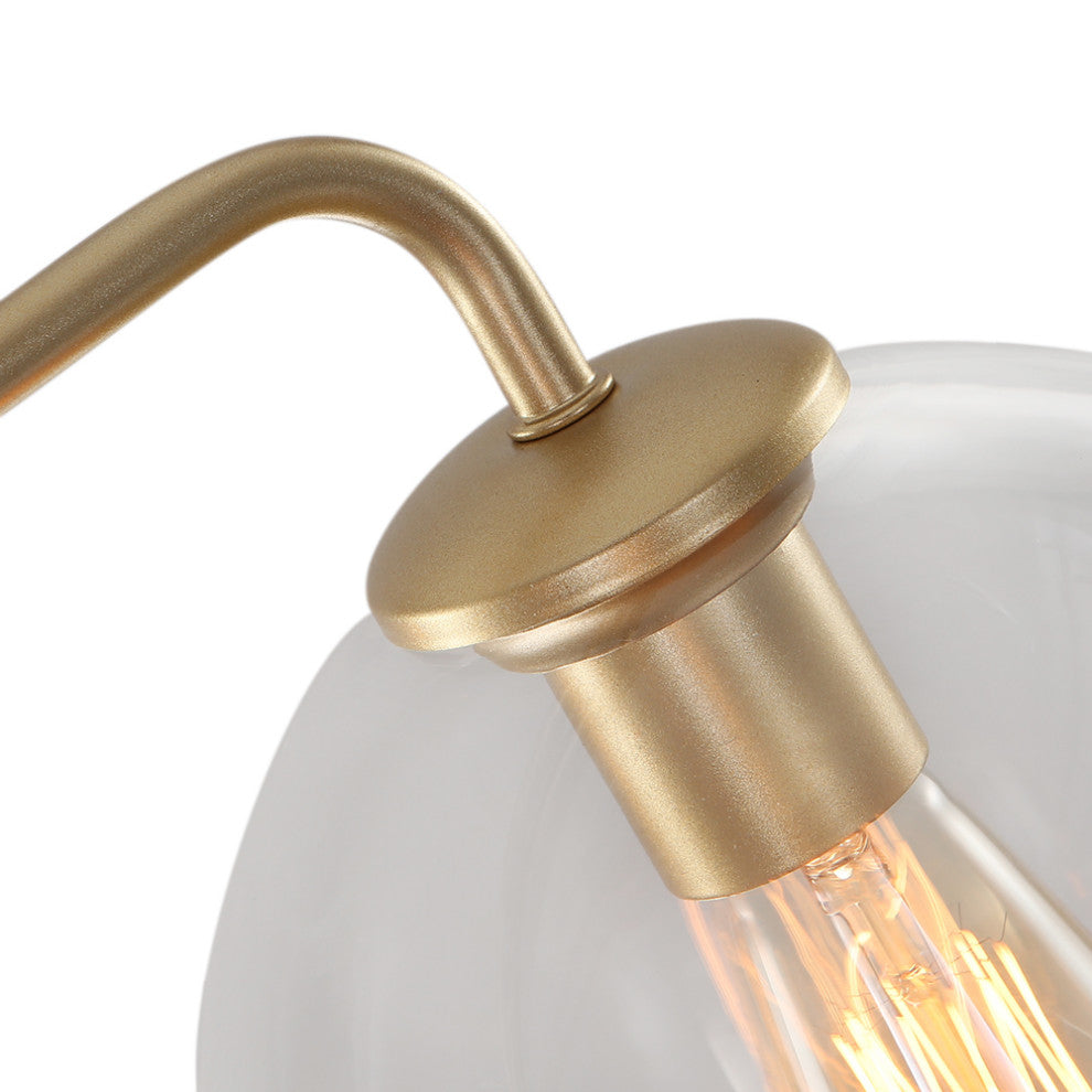 5-Light Glass Bubble Sputnik Light Fixture, Brass