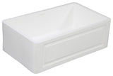 Solid Surface White Stone Front Farmhouse Single Bowl Kitchen Sink, Matte White