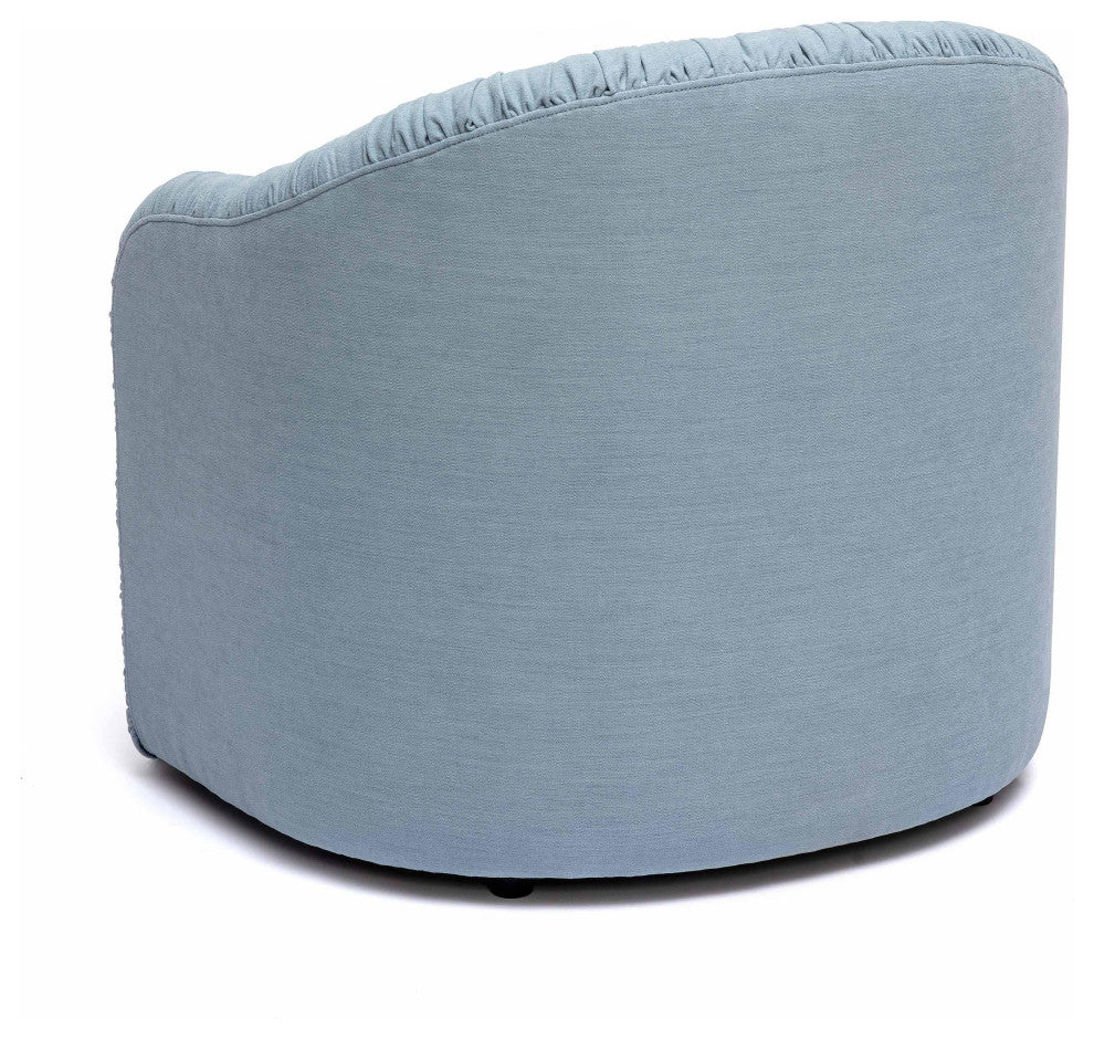 Pamela Faded Blue Recycled Fabric Tassel Lounge Chair