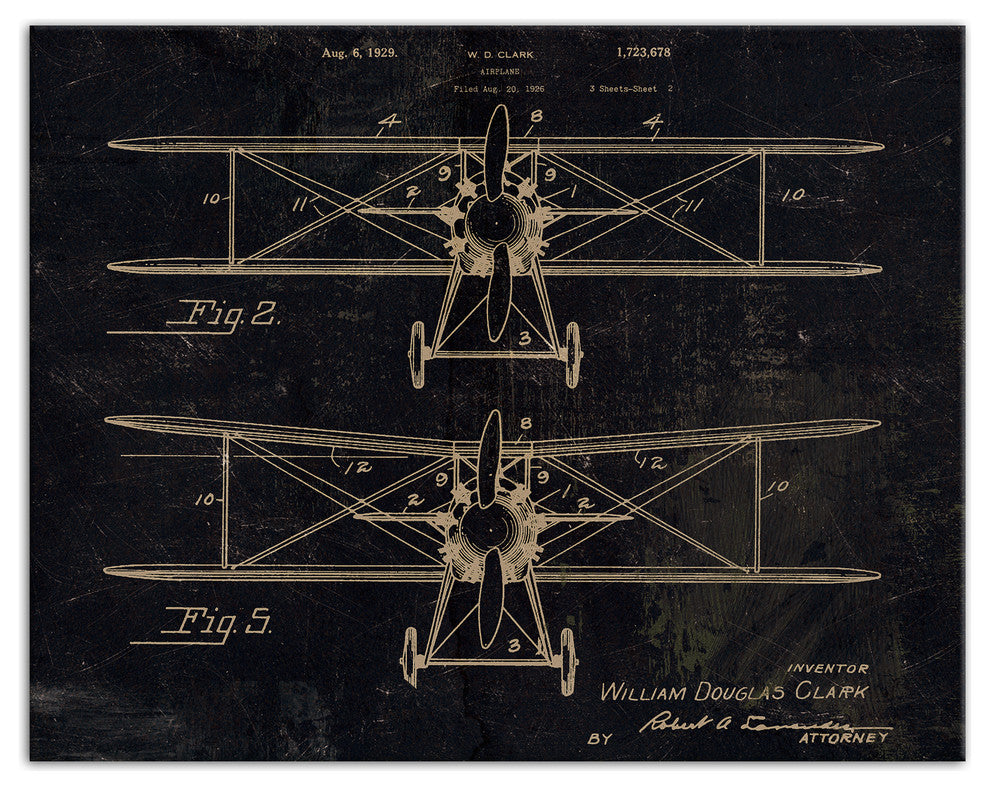 Vintage Airplane Patent Print on Canvas