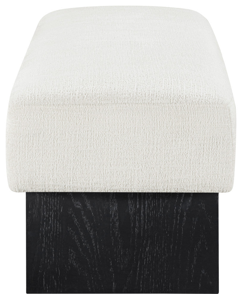 Alora Upholstered Bench, Cream, Black Finish