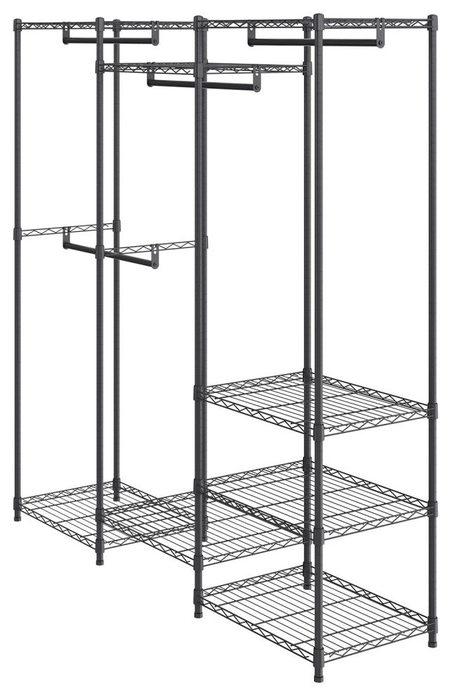 VEVOR Clothes Rack Rolling Clothing Garment Rack 4 Hang Rods & 8 Storage Tiers
