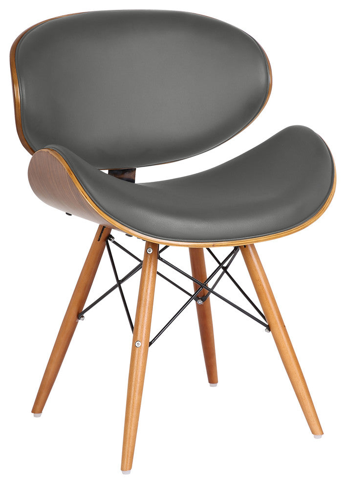 Cassie Mid-Century Dining Chair, Walnut, Gray