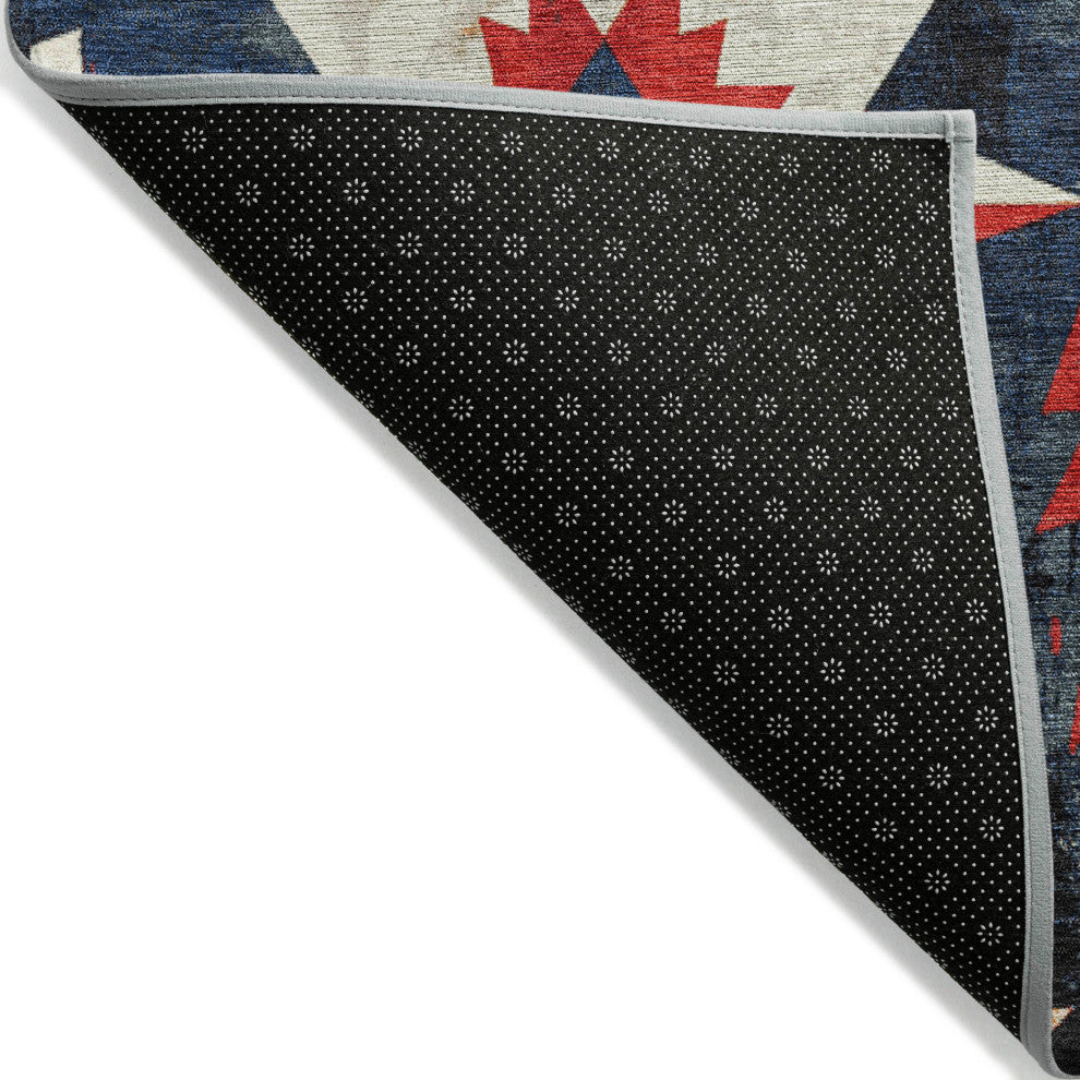 Machine Washable Indoor/Outdoor Chantille ACN1893 Navy 8' x 8' Round Rug