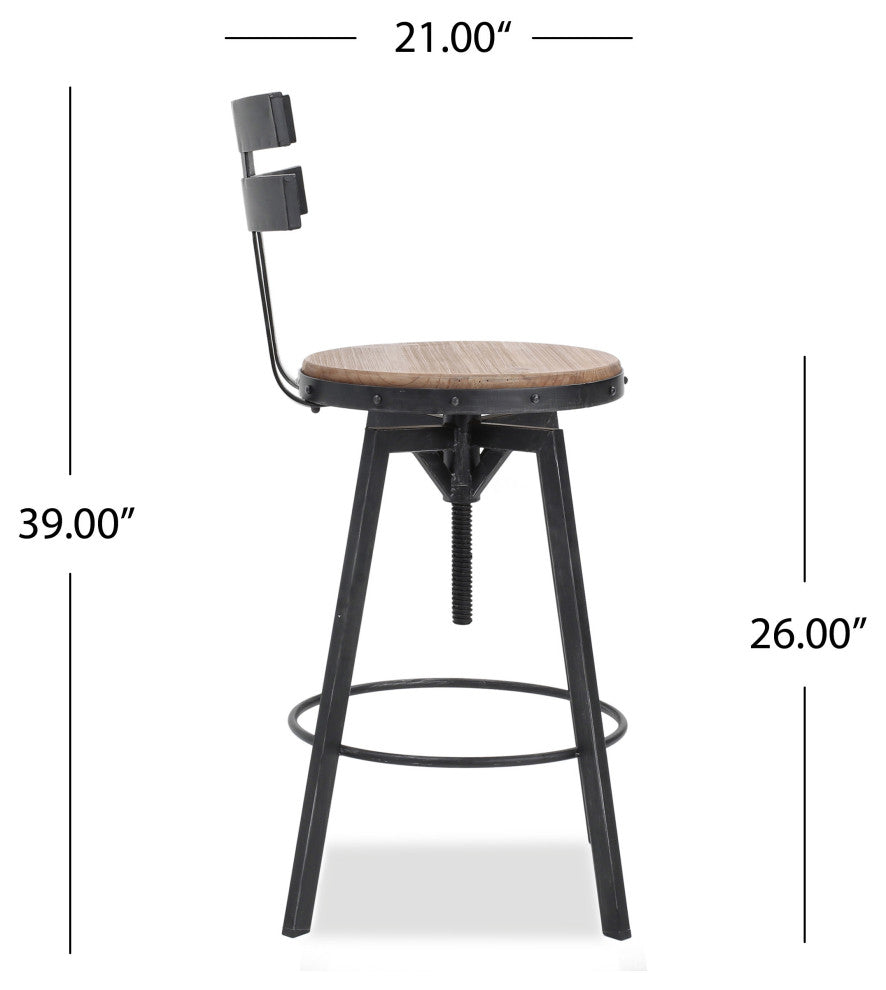 GDF Studio Modern Industrial Design Counter/Bar Stool, Adjustable Seat