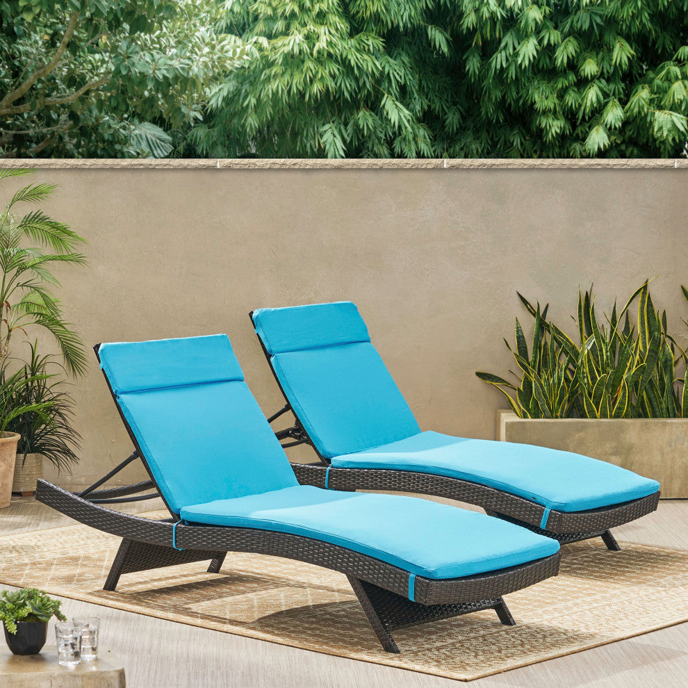 GDF Studio Lakeport Outdoor Adjustable Chaise Lounge Chairs, Set of 2, Blue