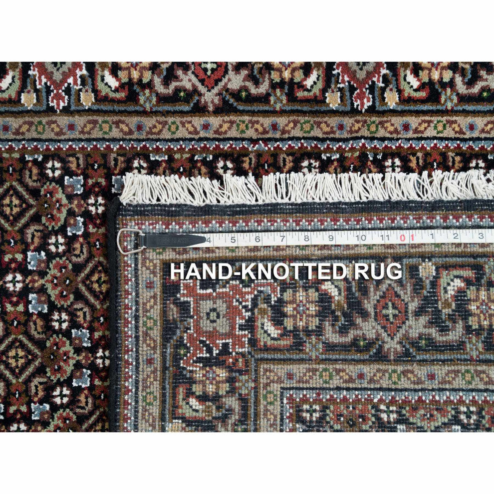 Eerie Black Wool 175 KPSI Mahi Tabriz Hand Knotted Oriental Rug, 3'1"x5'1"