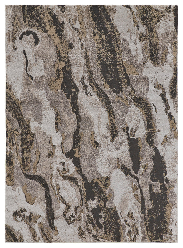 Weave & Wander Kayden Rug, Charcoal Gray/Beige, 10' X 14'