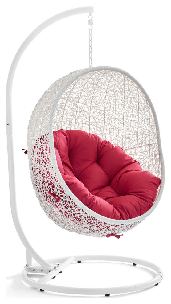Hide Outdoor Patio Swing Chair With Stand - White Red