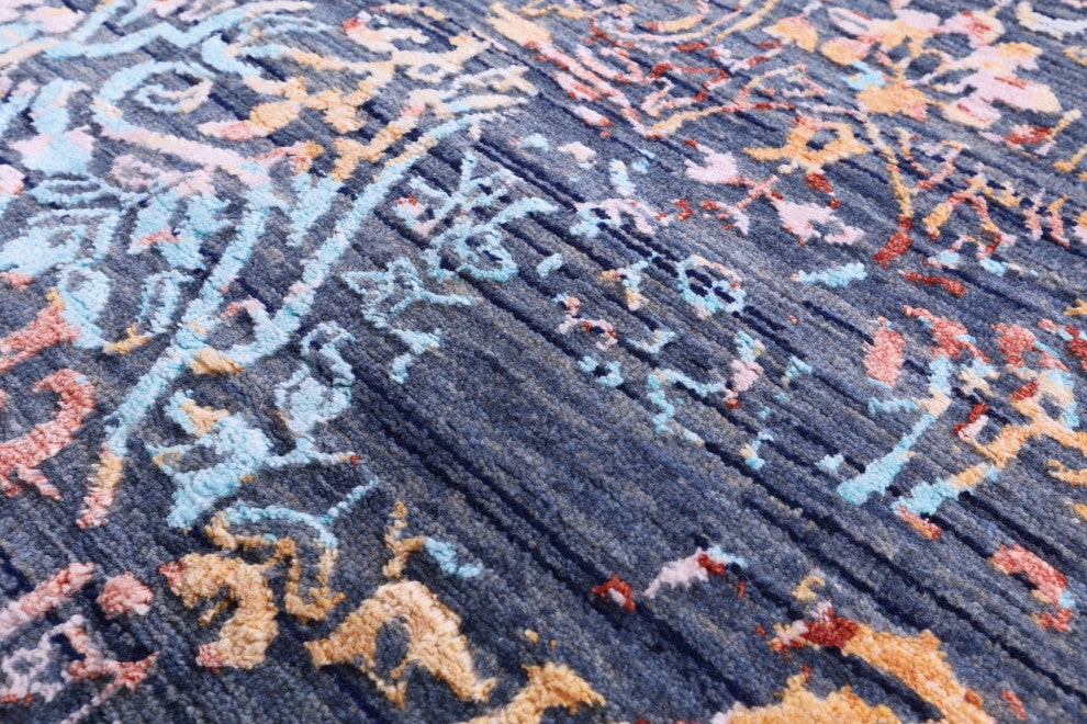 Wool and Silk Hand-Knotted Modern Rug 9' 1" X 12' 0" Q9253