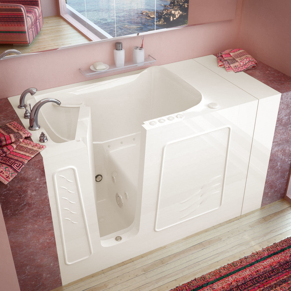 MediTub Walk-In 30x53 Left Drain Biscuit Whirlpool & Air Jetted Tub, Biscuit, Le