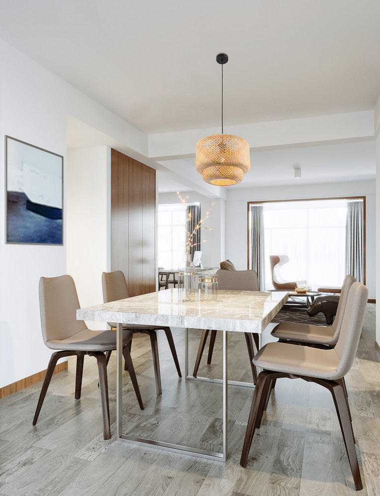 Hettonle 1-Light Pendant, Natural Bamboo Finish