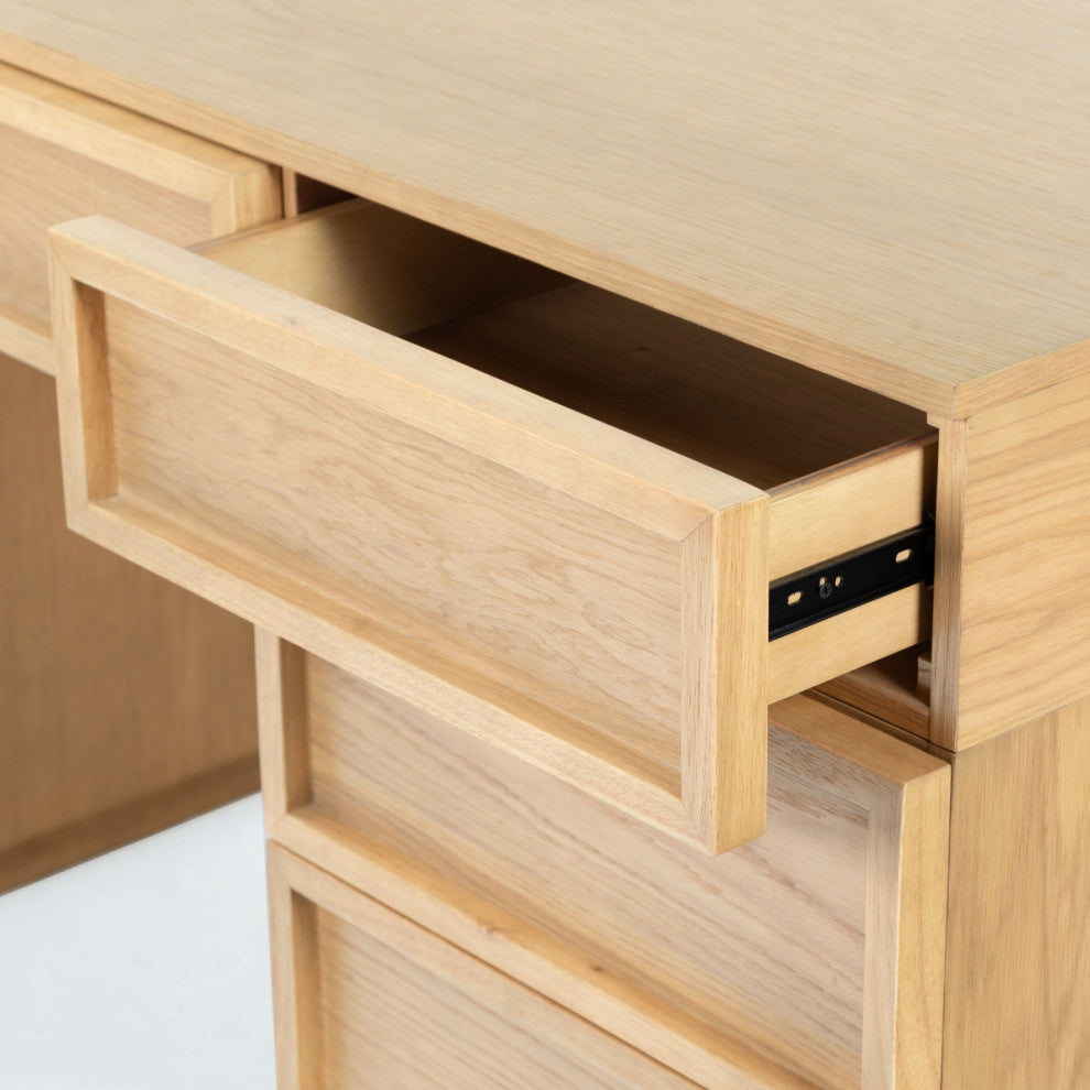 Safavieh Couture Zeus 7 Drawer Wood Desk, Natural