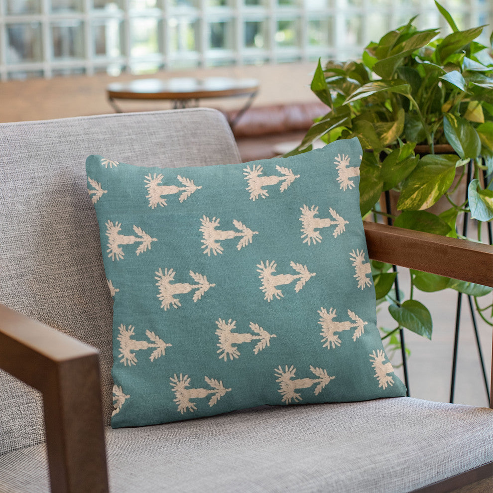Plutus Blue Growth Motif Luxury Throw Pillow, 18"x18"