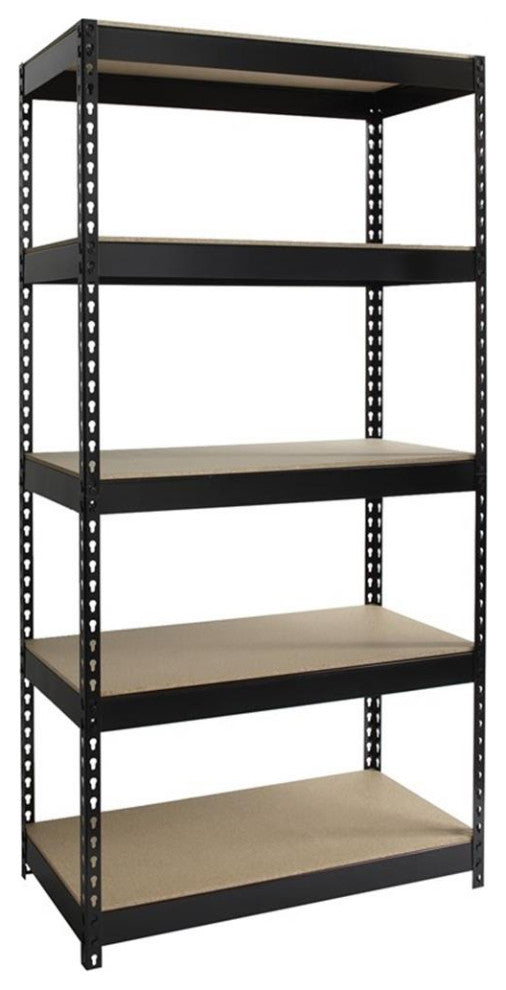 Iron Horse 3800 Riveted Metal Shelving 5-Shelf Unit 18D x 36W x 72H Black