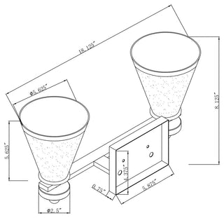 2 Light Bath Bracket, Brushed Nickel, Clear Outer & Sandblast Inner Glass