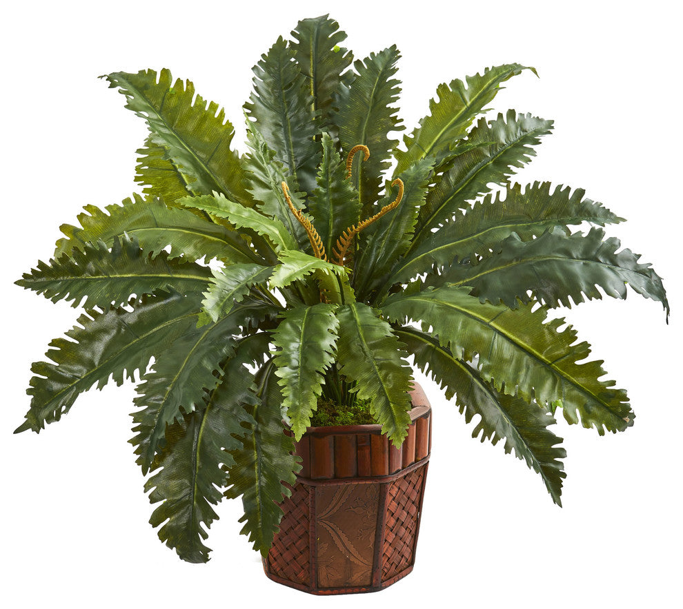 Nearly Natural Marginatum Artificial Plant in Bamboo Finished Planter