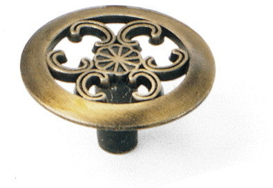 1 1/2" Classic Traditions Filigree Knob - Antique Brass
