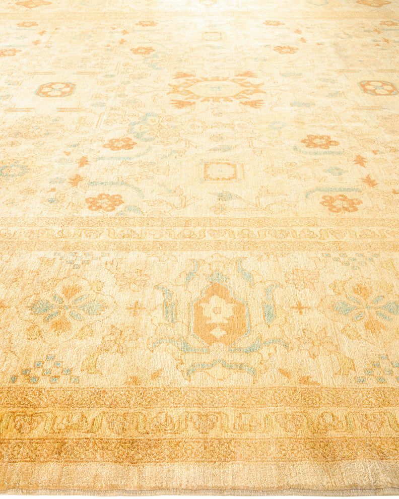 Eclectic, One-of-a-Kind Hand-Knotted Area Rug  - Ivory, 12' 0" x 18' 1"