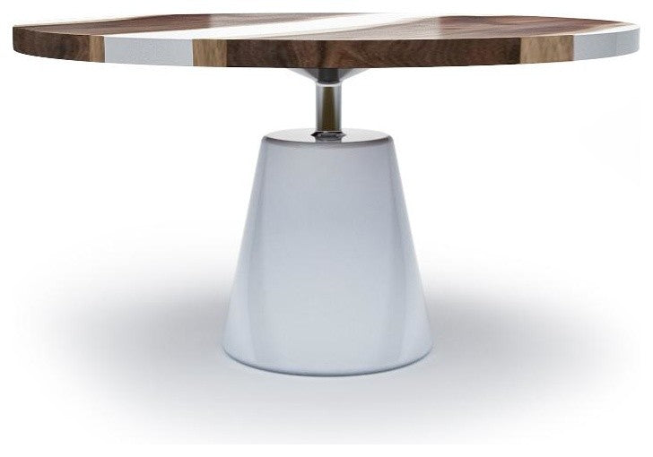 Opaque Epoxy Resin & Walnut Wood Round Table, Black