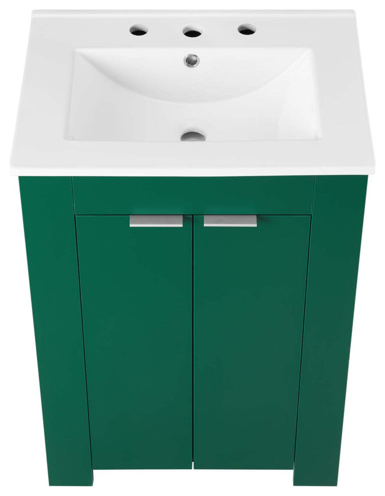 Sink Vanity Cabinet, Melamine, Green White, Modern, Hotel Bedroom Bathroom