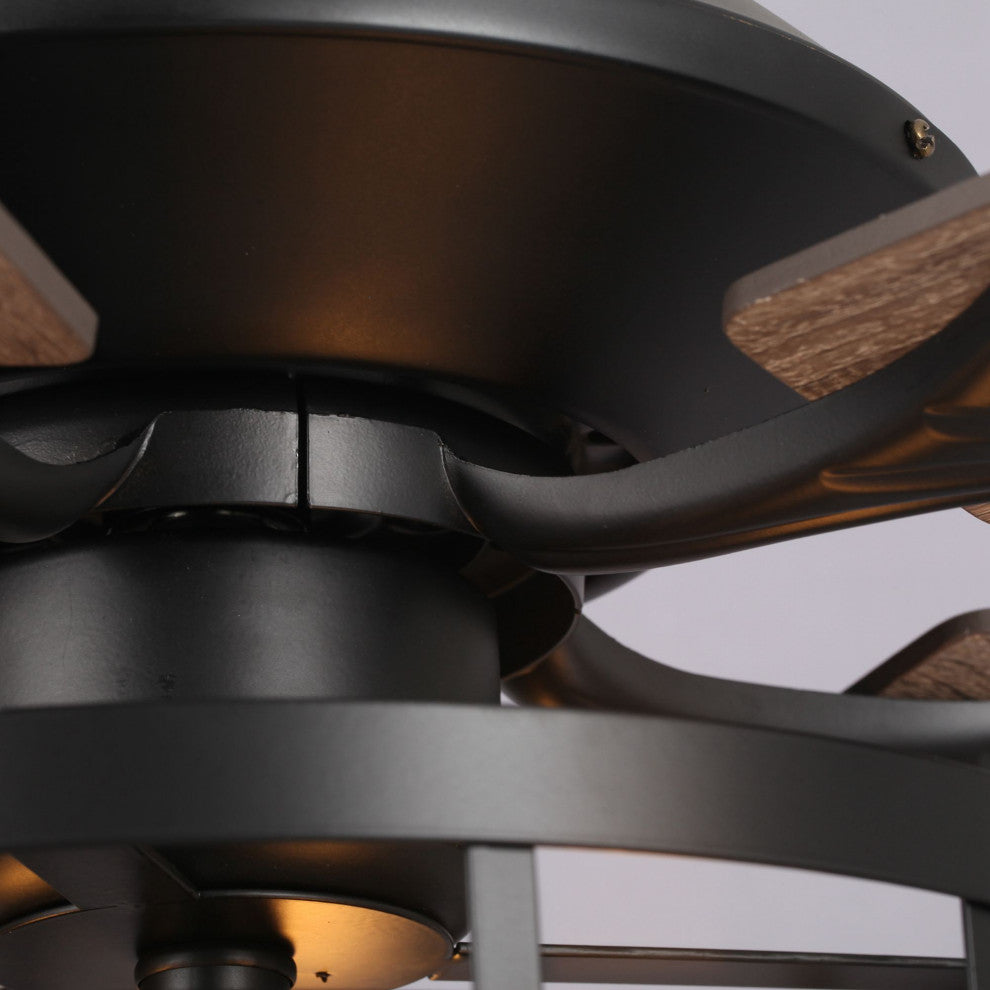 52 in 5 Blades Ceiling Fan with Remote Control in Matte Black