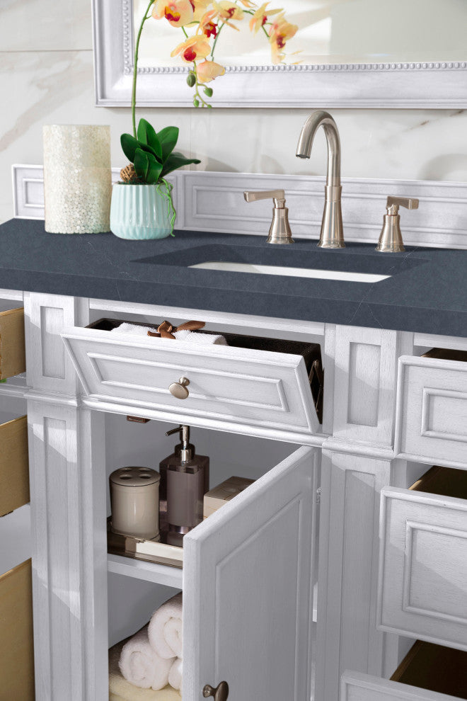 Bristol 60" Single Vanity Bright White, Charcoal Soapstone Quartz