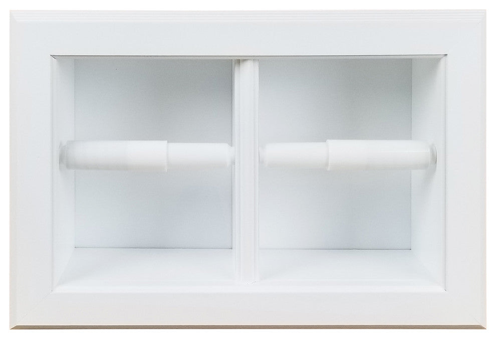 Bayshore Recessed Solid Wood Double Toilet Paper Holder 13.25 X 8.5, White Enamel