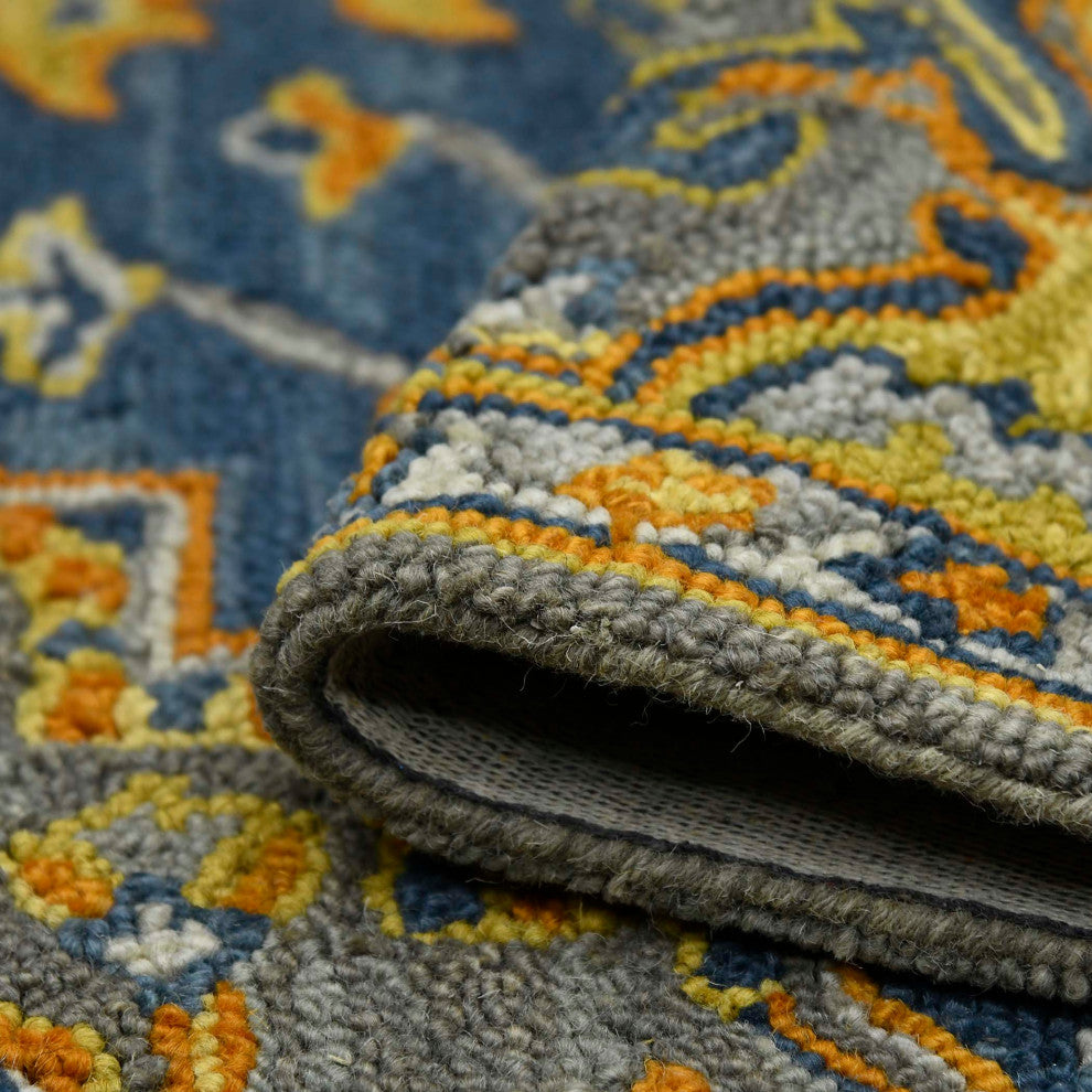 Boho Evreux Area Rug, Blue and Yellow, 2' x 3', Medallion