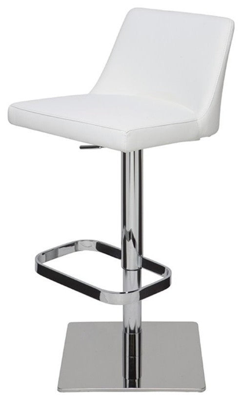 Rome Adjustable Bar Stool Naugahyde Leather, White