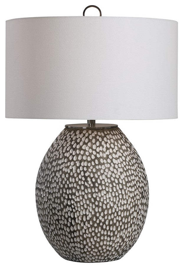 Uttermost Cyprien Gray White 1-Light Table Lamp, Brushed Nickel, 28448-1