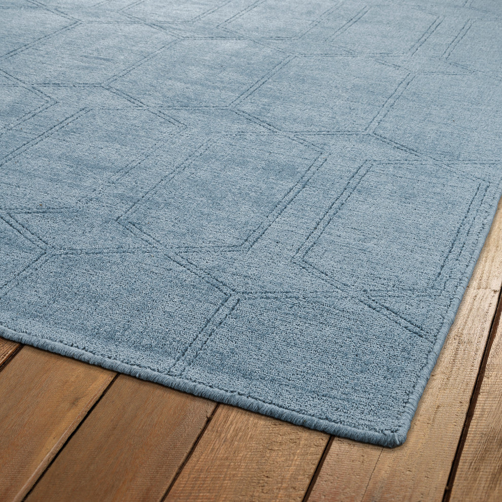 Minkah Collection Blue 2' x 3' Rectangle Indoor-Outdoor Throw Rug