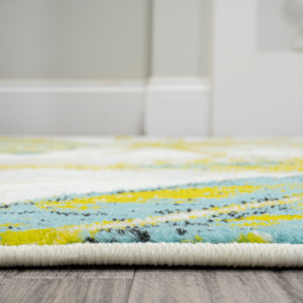 Monstera Tropical Leaves Ivory/Green 8'x10' Area Rug