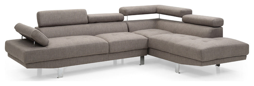Riveredge 109" W 2 Piece Polyester Twill L Shape Sectional Sofa, Gray
