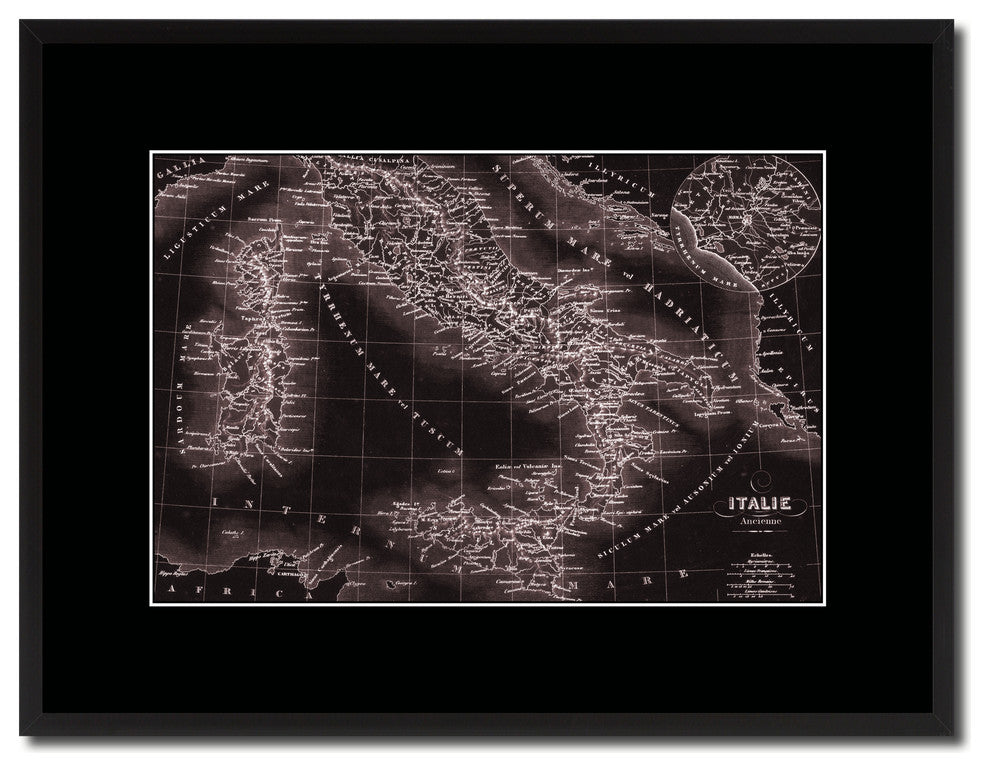 Italy Rome Vintage Vivid Sepia Map Canvas, 16"x21"