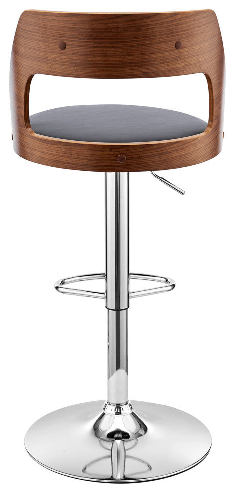 Gray Upholstered Chrome Base Adjustable Swivel Bar Stool