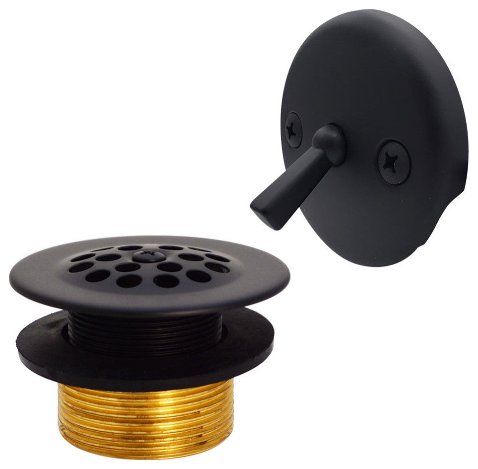 Beehive Grid Universal Tub Trim With Trip Lever Faceplate In Polished Chrome, Powder Coated Flat Black