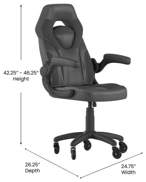 X10 Office Computer Chair, Flip-up Arms, Transparent Roller Wheels, Black