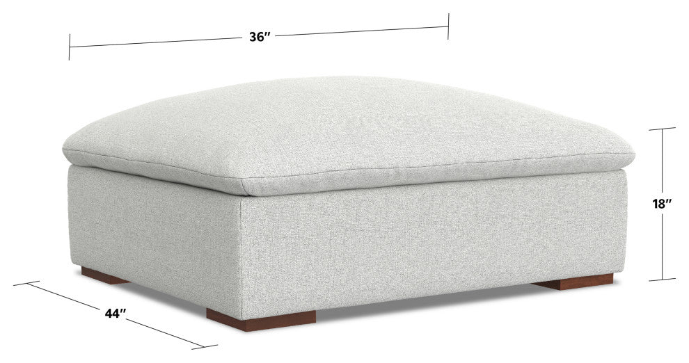 Jasmine Ottoman in Performance Fabric, Assembled, Cloud Gray