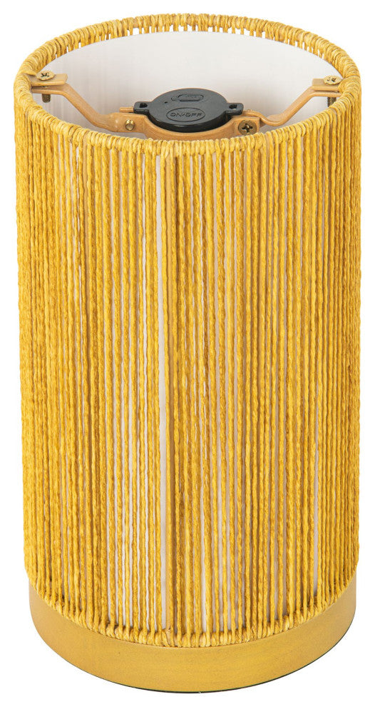 Paper Rope Indoor and Covered Patio Rechargeable LED Drum Table Lamp