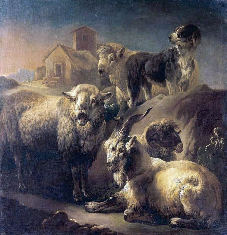 Philipp Peter Roos A Goat- Sheep and a Dog Resting in a Landscape Wall Decal