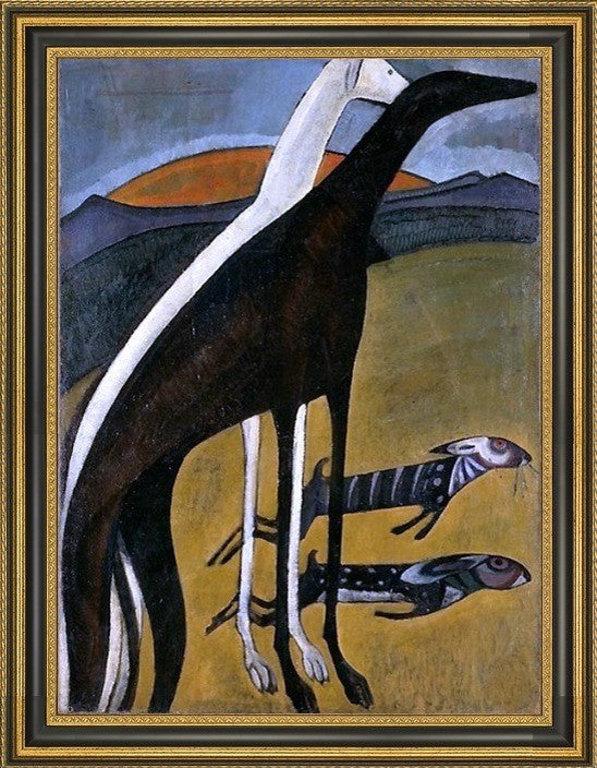 Amadeu De Sousa Cardoso Os galgos - 18" x 24" Framed Premium Canvas Print