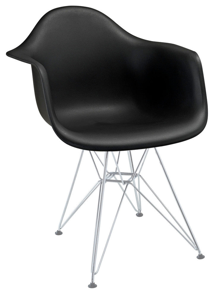 Eiffel Molded Wire Base Arm Chair, Red