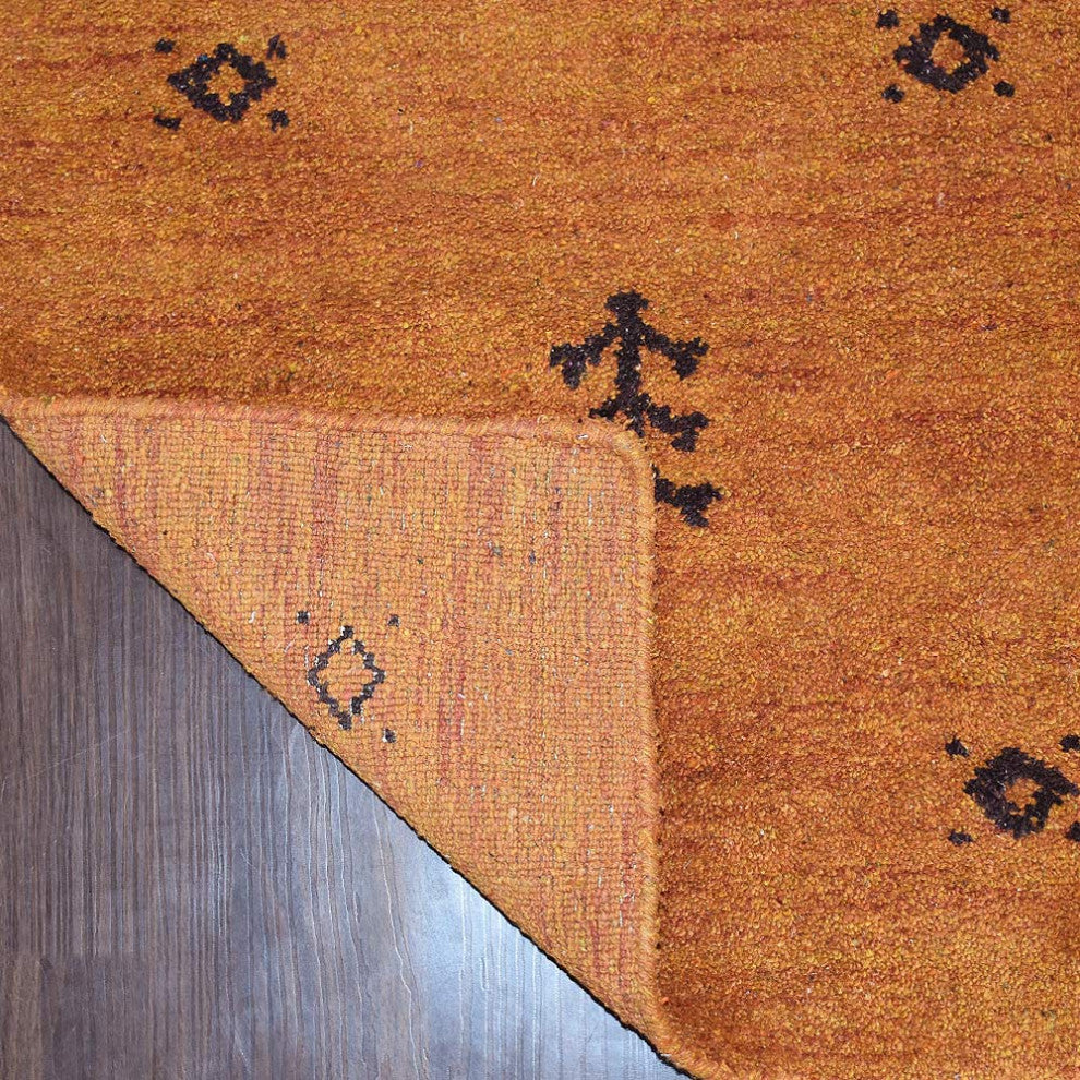 HAND KNOTTED LOOM SILK ECO-FRIENDLY RUG-9'x12',Rectangle,Orange Brown,Contempora