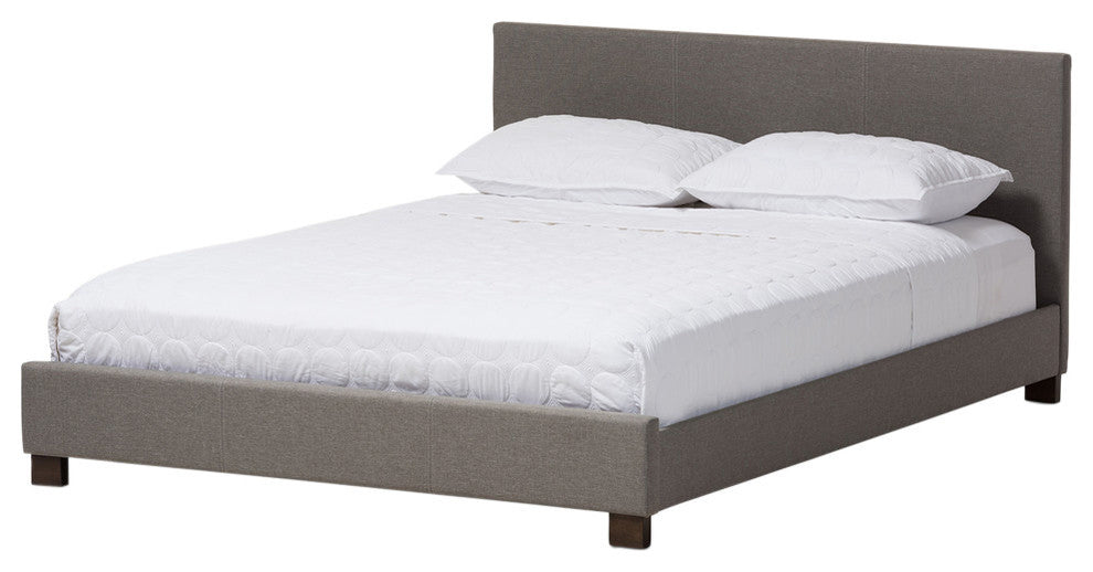 Elizabeth Fabric Upholstered Panel-Stitched Platform Bed, Queen