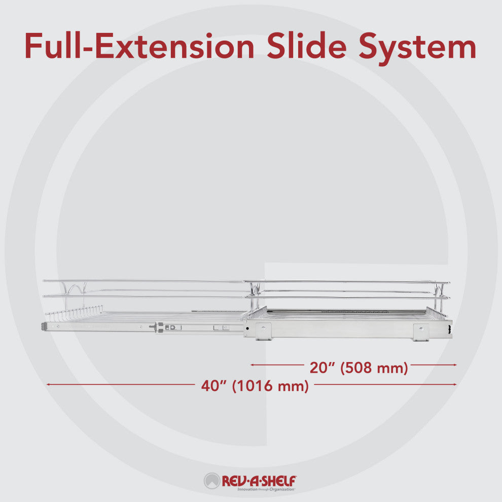 Single Tier Bottom Mount Pull Out Steel Wire Organizer, 18"