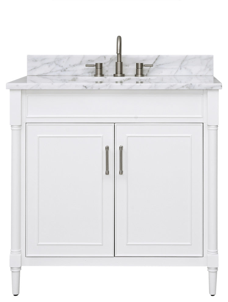 Avanity Bristol 36" Vanity Combo in White and Carrara White Marble Top